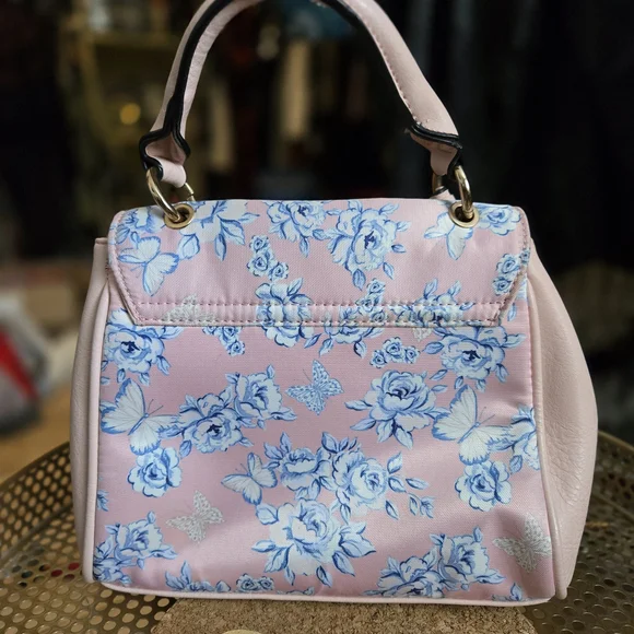 Floral Pink and Blue Women's Bag - Picture 2 of 6